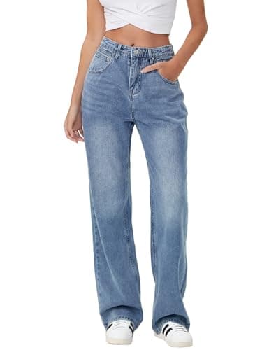 Women Wide Leg Jeans Baggy Blue Denim Jean High Waist Loose Boyfriends Jeans Vintage - Image 1