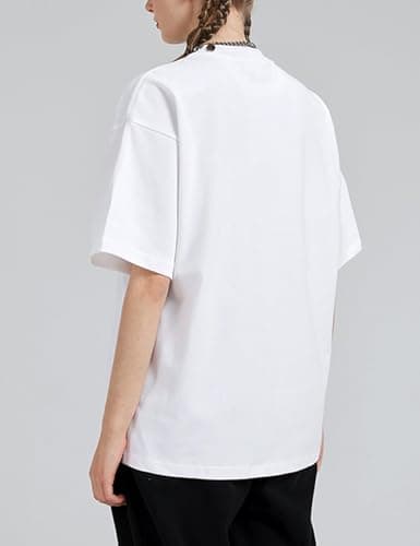 Women's Vintage T-Shirt Y2K Cat Graphic Harajuku Tee Tops Grunge Streetwear Clothes Baggy Cute Emo Cotton Shirts(White-M) - Thumbnail 6