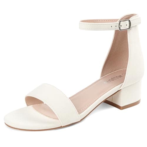 Wulubaba Girls Dress Shoes Low Heel Sandals Open Toe Ankle Strap for Flower Girl Wedding Party,Little and Big Girls,Ivory White,3 - Image 1