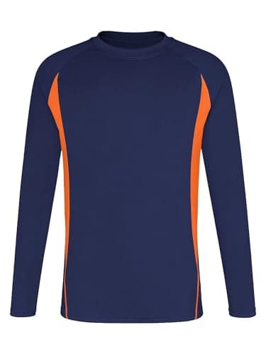 beautyin Boys Long Sleeve Rash Guard Swim Shirt UPF 50+ Rashguard Sun Water Shirts for Kids Dark Blue - Image 1