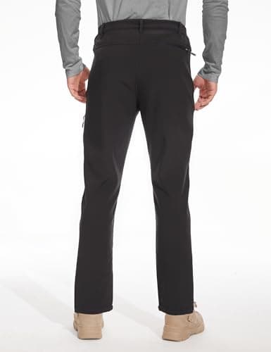 MOURCE Ski Snow Pants for Men Waterproof - Fleece Lined Winter Cargo Pants for Men Outdoor Work Travel, Arctic Black - Thumbnail 5