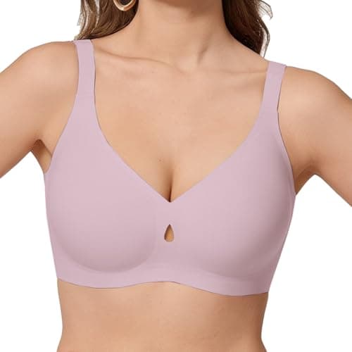 COCOMARTS Jelly Bras for Women No Underwire Seamless Push Up Bra Full Support Comfort Bralettes Wireless Plunge Everyday Bra Pink Medium - Image 1