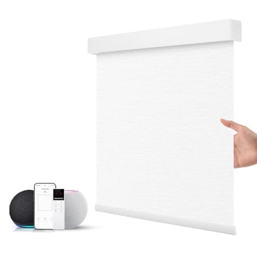 ZSTARR Motorized Blackout Window Blinds Customize Width(21-97 in) Remote Control Wireless and Rechargeable Roller Shades Blinds for Windows, Office,Home, Hotel, Club, Restaurant (Full Blackout White)