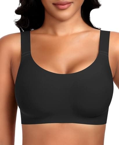 Wireless Jelly Seamless Bras for Women No Underwire Tshirt Full Coverage Padded Supportive Bra Comfortable Everyday Bralettes(01#Black(Full Coverage),3X-Large) - Image 1