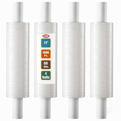 Stretch Wrap with Handle Industrial Strength 4 Pack 11" x 1000 Ft 60 Gauge Thick Shrink Wrap Roll for Moving Supplies, Furniture, Pallets, Plastic Wrap for Packing, Heavy Duty Stretch Film - Image 1