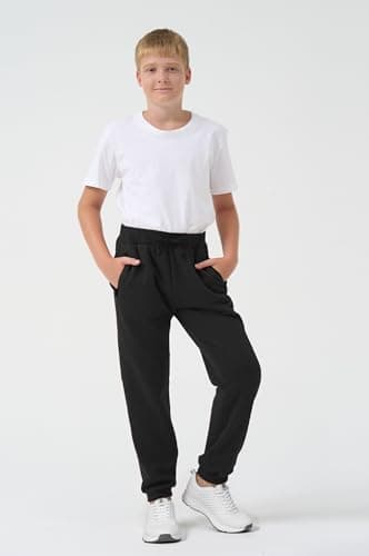 Avsead Boys Sweatpants Pants Fleece 3 Pack Athletic Kids Joggers Sweat Pant with Zipper Pocket Fall Winter Clothes Size 8-10 Black/Dark Grey/Black - Thumbnail 3