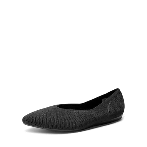 DREAM PAIRS Pointed Toe Flats for Women, Comfortable Dressy Knit Ballet Flats with Arch Support, Women's Dress Shoes for Work Office Business Casual Travel,Size 6,Black,DWUMFA2505 - Image 1