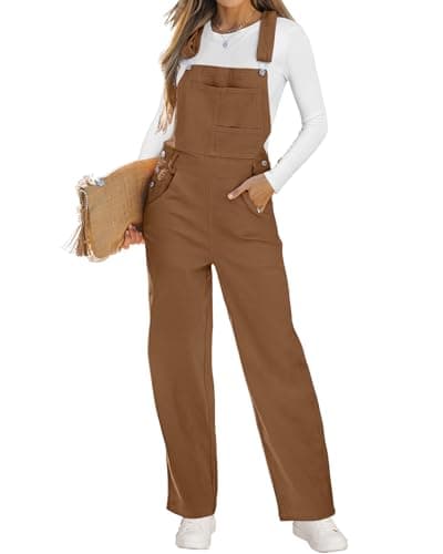 Vetinee Women's 90S Hip Hop Denim Overalls Jumpsuit - Pecan Brown, X-Large / Size 16-18 - Image 1