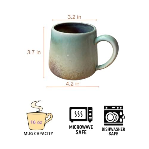 Avsunela Handcrafted 16 oz Sage & Crimson Ceramic Coffee Mug Ideal Gift - Thumbnail 2