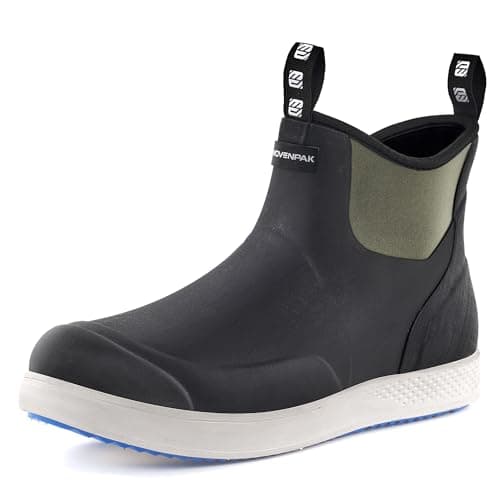 WOVENPAK Deck Boots for Men, Rain Boots Men, Waterproof Fishing Boot, Mens Deck Boots, Anti-slip Rubber Work Ankle Rain Boot Shoes for Outdoor Fishing, Boating, Size 11 - Image 1