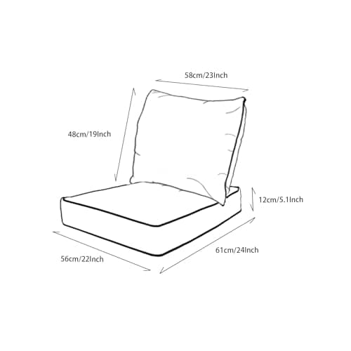 Localive 22x24 inch Outdoor Deep Seat Patio Cushions Set of 2,Water-Resistant Deep Seat Bottom Resilient Foam Filling with YKK Hidden Zipper for Patio Furniture,Beige - Thumbnail 2