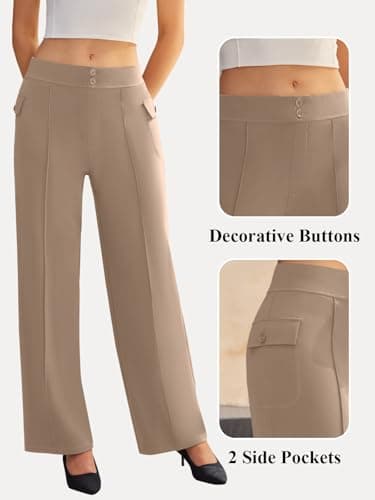 SEMARO Womens High Waist Dress Pants Business Casual Work Office Pants Wide Leg Stretchy Lounge Trousers - Thumbnail 4