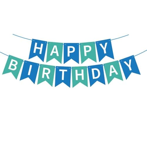 Happy Birthday Banner - Vibrant Happy Birthday Decorations & Sign, 250g Cardstock with 5m String, Perfect Party Decor for Kids, Men, Women & Celebrations, Blue & Green - Image 1