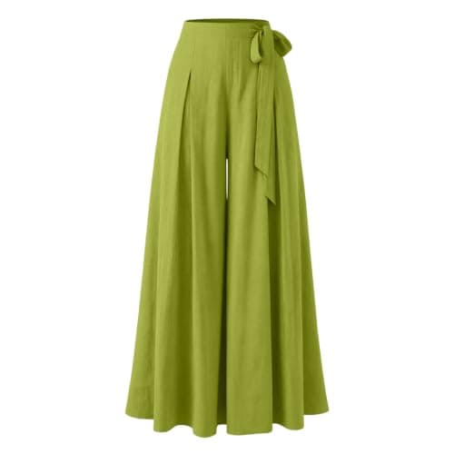 Culottes for Women Fashion 2026 Summer Fall Green Large - Thumbnail 5