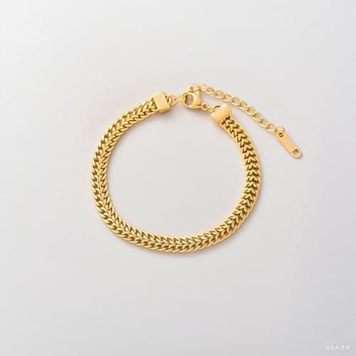 Alegend Titanium Steel (Not Rust, Resist Corruption, Easily Clean) 18K Gold Woven Bracelet with Adjustable Chain - A Must - Have Gift for Womentylish, Durable & Ideal Giftable Chain - Thumbnail 6