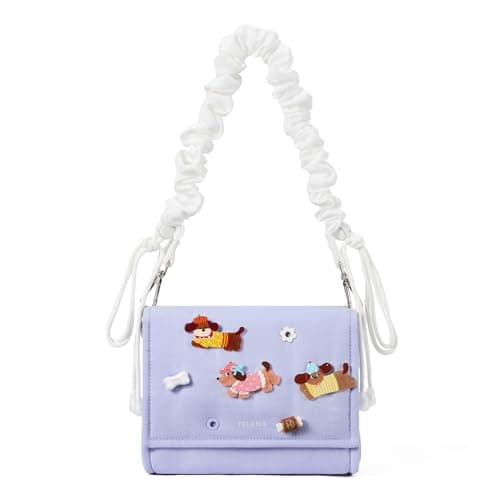 Telena DIY Customizable Crossbody Bags Snaphole Shoulder Bag for Women with 5 Puppy Charms, Blueberry Dream - Image 1