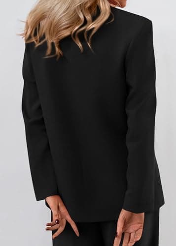 KIRUNDO Blazers for Women Business Casual 2025 Fall Long Sleeve Double Breasted Open Front Work Suit Jackets with Pockets(Black, Large) - Thumbnail 3