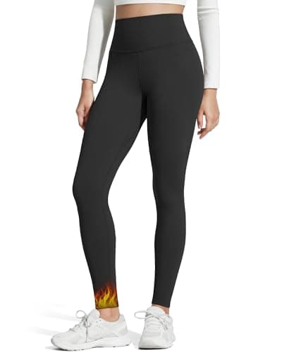 G4Free Fleece Lined Yoga Pants Thermal Leggings with Pockets High Waisted Comfy Stretch Trousers Workout Casual Winter Warm(Black,XXL,25") - Image 1