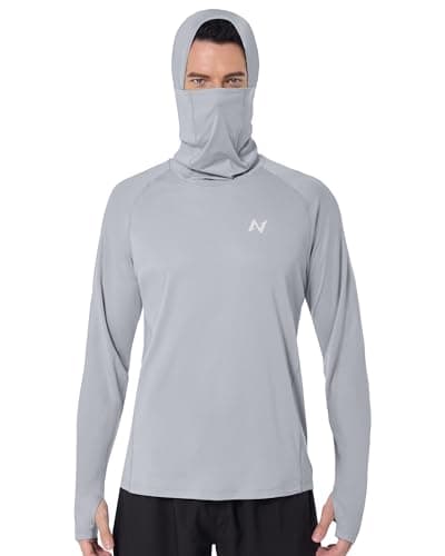 isnowood Men's UPF 50+ Sun Hoodie, Fishing Shirts UV Protection Long Sleeve, Quick Dry Hooded Rash Guard Hiking with Mask - Image 1