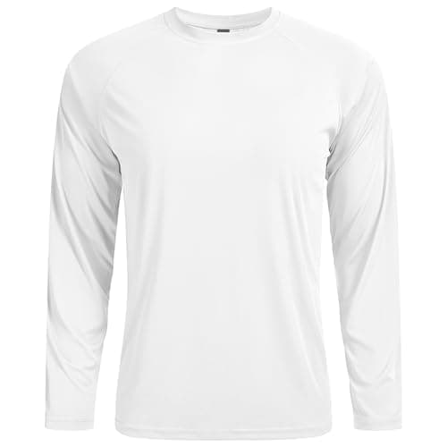 Men's UPF 50+ Swim Shirt Rash Guard Long Sleeve Quick Dry Lightweight SPF Sun Shirts for Hiking Fishing Running White L - Thumbnail 6