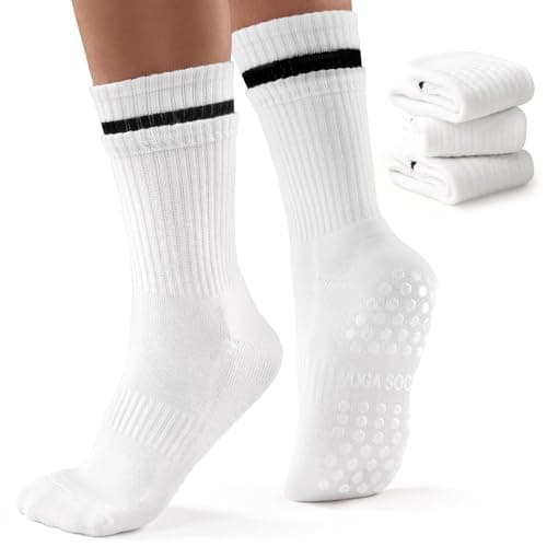 LETSHAKE Grippy Socks Woman, Non Slip Pilates Socks, Grip Socks Pilates for Yoga Ballet Workout Hospital White - Image 1
