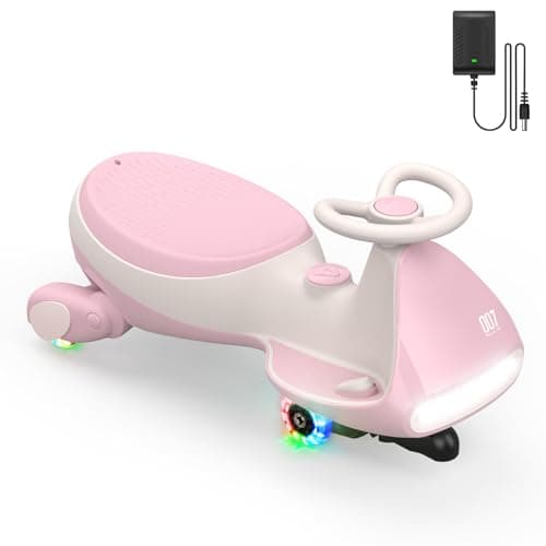 FanttikRide N7 Pro Electric Wiggle Car, Rechargeable Battery, CyberWiggle, 2 in 1 Swing Car, 2 Speeds Max 4 Mph, Anti-Rollover, Flashing Wheels, Bluetooth, Ages 3+, 150 Lbs,Pinkish White - Image 1