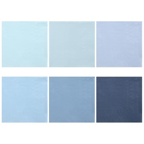 NatNarr 120 Pcs Dusty Blue Napkins, 6 Color Blue Disposable Paper Napkins 2-Ply Square Cocktail Napkin Napkin Small Dessert Beverage Napkin for Boy Baby Shower, Wedding, Birthday, 5 Inch - Image 1