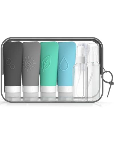 KLKE 16-Piece Silicone Travel Bottles Set – TSA Approved Leakproof Toiletry Kit with Flat Easy-Squeeze Bottles, Pump & Spray, Waterproof Bag - Image 1