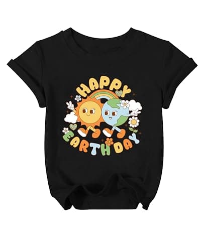 Earth Day Shirt Boys Girls Save The Planet 2025 Toddler T-Shirt Happy Earth Day Kids Cute Planet T-Shirt Top Black - Image 1