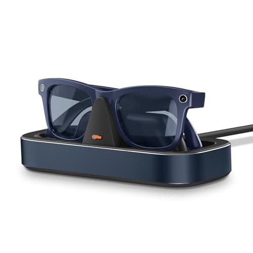 Charging Station for Meta Ray-Ban Glasses - Wayfarer, Skyler, Headliner & Oakley Meta HSTN Charger with LED Indicator (Blue) - Image 1