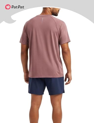 PATPAT Workout Shirts for Men Athletic Running Shirts Gym Quick Dry Short Sleeve Performance Moisture Wicking T Shirt, Red Brown, XXL - Thumbnail 3