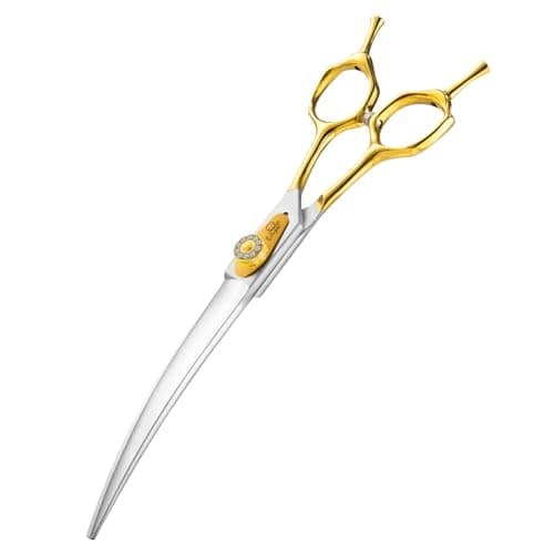 Ethyxe 7 Inch Curved Dog Grooming Scissors Made Of 440C Stainless Steel Professional Downward Curved Pet Face Trimming Shears with Jewelled Screw, Sharp & Comfortable for Groomers - Image 1