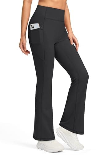 Jarvanv Women's Fleece Lined Pants with Pockets High Waist Thermal Flare Leggings Hiking Yoga Pants for Winter Cold Weather(Black, S) - Image 1