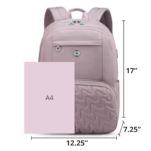 Swissdigital Design Backpack for Women, 15.6 inch Laptop College Pink Medium Simple Modern Backpacks for School with USB Charging Port for Womens Girls | SD1711-82 - Thumbnail 2