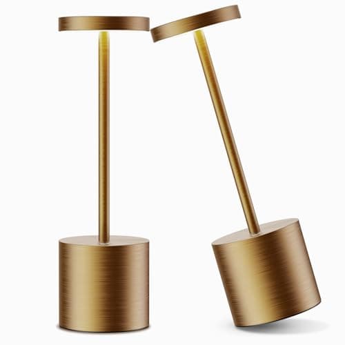 JALVDE Cordless Table Lamps Rechargeable - Outdoor Portable LED Table Light 5000mAh Battery Operated Lamp 3 Color Stepless Dimming with Memory Function for Restaurant Dining Patio 2Pack Bronze - Image 1