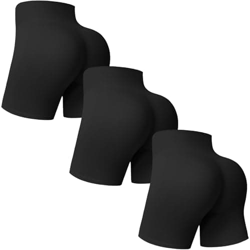 MOREFEEL 3 Pack Workout Gym Shorts Women-5" Seamless Butt Lifting Tummy Control Plus Size Seamless Booty Biker Shorts - Image 1