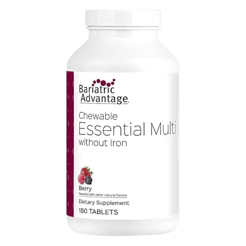 Bariatric Advantage Chewable Essential Multivitamin Without Iron - 200 DV of Key Nutrients - Trace Mineral Support - Multivitamins for Bariatric Patients - Berry - 180 Count - Image 1