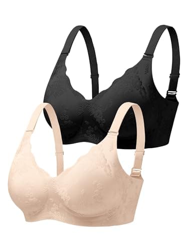 Cuteio 2 PCS Wireless Jelly Bras for Women No Underwire, Seamless Comfortable Jacquard Bralettes, Padded Convertible Bra - Image 1