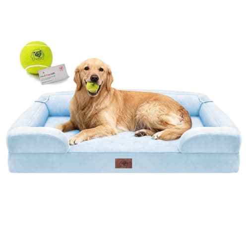 Extra Large Dog Bed, Orthopedic XL Washable Bed for Big Dog Waterproof Pet Couch Sofa Bolster with Removable Cover, Non-Slip Bottom, Tennis Ball Toy, 42x30 - Image 1