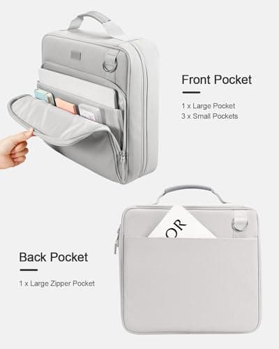 HINOOR 3-Inch 3-Ring Zipper Binder with Shoulder Strap, D-Ring Zip Up Binder with 700 Sheets Capacity, Compatible with 13" MacBook, 12.9" Tablet, for Middle School, College, Office (Gray) - Thumbnail 4