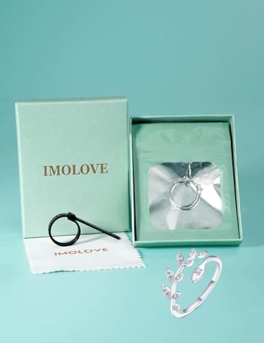 IMOLOVE Moissanite Wedding Bands for Women, 0.2 Carat Simple Moissanite Eternity Adjustable Rings for Women Trendy Elegant Stackable Leaf Rings with 18K White Gold Plated Size 5 - Thumbnail 6
