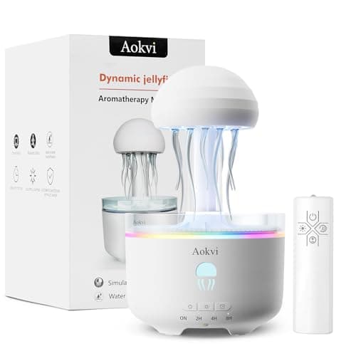 300ML Jellyfish Essential Oil Diffuser, Quiet Aromatherapy Mist Diffusers for Essential Oils, with 7 LED Color Changing Light and Auto-Off Switch, Suitable and Families Humidifiers for Bedroom(White) - Image 1