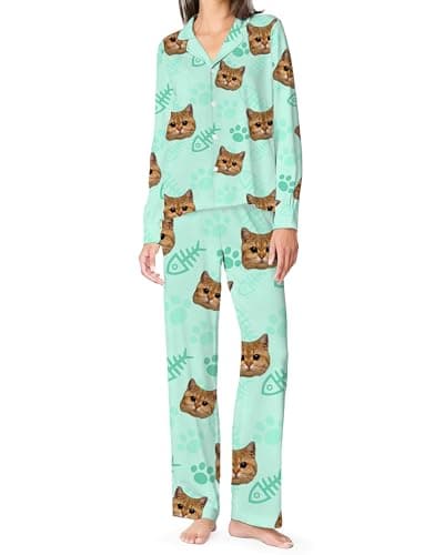 dobiju Custom Pet Photo Pajamas – Personalized for Men & Women | Christmas Pjs for Family, Pet Face, Couple & Family Photo, Gift. (Cat Face) - Image 1
