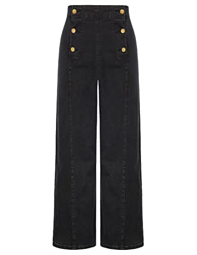 Belle Poque High Waisted Jeans for Women Women's Plus Size Cotton Jean Outfits Trendy Flared Pants for Womens Black Size 8 Size 10 - Image 1