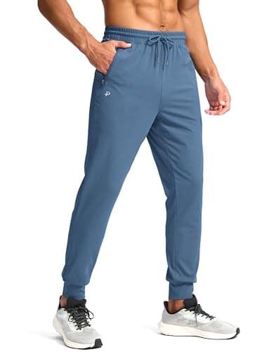 Pudolla Men's Lightweight Sweatpants with Pockets Ultra 4-Way Stretch Joggers Gym Workout Runing Athletic Track Pants(Slate Blue L) - Image 1