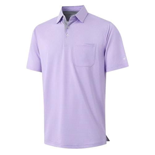 Rouen Golf Shirts for Men Dry Fit Performance Moisture Wicking Casual Pocket Collared Mens Polo Shirts Short Sleeve Lavender - Image 1