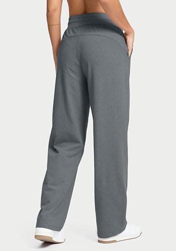 Soothfeel Women's Cotton Sweatpants Lounge Sweat Pants High Waisted Open Bottom Casual Yoga Pants for Women with Pockets, Dark_Grey, S - Thumbnail 2