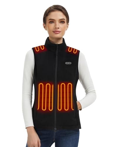 ELTENA Professional Women's Heated Vest with 20000mAh Battery equipped with Flashlights (US, Alpha, Large, Regular, Regular, Black Fleece Vest) - Image 1
