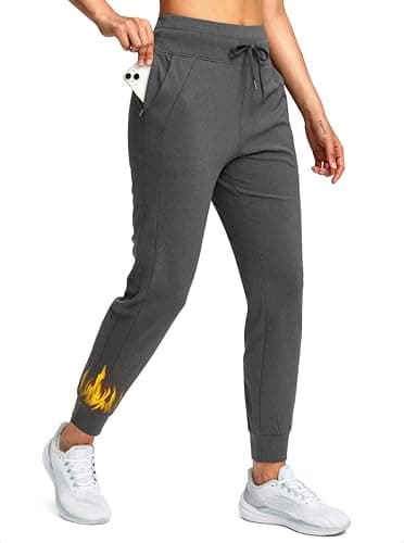 Soothfeel Women's Fleece Lined Joggers Water Resistant High Waisted Sweatpants Winter Warm Thermal Running Hiking Pant Pocket （Charcoal XXL） - Image 1