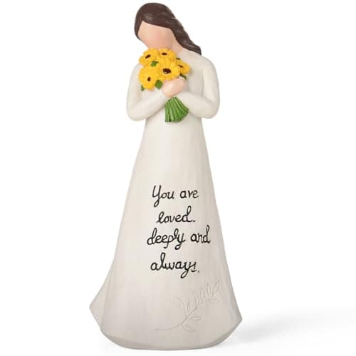 VOFSTAND for Mom from Daughter Son –9.25'' Large Size Sunflower Figurine with “You are Loved Deeply and Always” Message – Birthday Gift for Mom, Inspirational Home Decor Keepsake